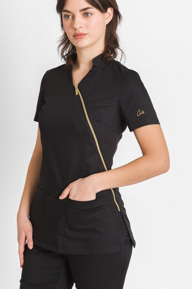 Medicinska Bluza Ženska Crna + Zlatna - FLEX B2